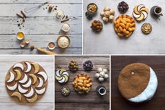 Collage Showing Arabian Sweets. Arabian Cuisine. Ramadan Food Background Royalty Free Stock Image