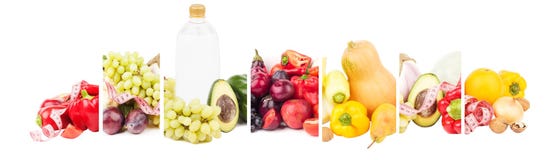 Collage som göras från frukter och grönsaker som isoleras royaltyfri foto Collage som göras från frukter och grönsaker som isoleras royaltyfri foto