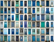Collage van blauwe deuren stock afbeelding Collage van blauwe deuren stock afbeelding