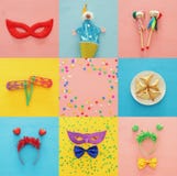 Collage van Purim-vieringsconcept & x28; Joods Carnaval holiday& x29; Hoogste mening royalty-vrije stock afbeelding Collage van Purim-vieringsconcept & x28; Joods Carnaval holiday& x29; Hoogste mening royalty-vrije stock afbeelding