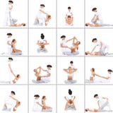 Collage of a woman on a Thai massage procedure