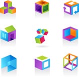 Collection of abstract cube icons / logos stock illustration Collection of abstract cube icons / logos stock illustration