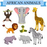 Collection africaine d'animaux de bande dessinée illustration libre de droits Collection africaine d'animaux de bande dessinée illustration libre de droits