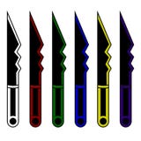 Collection of cartoon daggers. Set of decoration weapon for computer game design. Fantasy knifes. Vector illustration. royalty free illustration Collection of cartoon daggers. Set of decoration weapon for computer game design. Fantasy knifes. Vector illustration. royalty free illustration