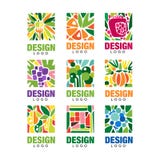 Collection colorée de logos de fruit Calibre original de label dans la forme rectangulaire Concept sain de nourriture Conception illustration de vecteur Collection colorée de logos de fruit Calibre original de label dans la forme rectangulaire Concept sain de nourriture Conception illustration de vecteur