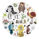 Vector African cartoon animals vector illustration Vector African cartoon animals vector illustration