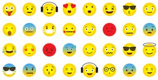 Collection d'icône d'Emoji avec différents visages émotifs illustration libre de droits Collection d'icône d'Emoji avec différents visages émotifs illustration libre de droits
