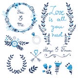 Collection de jour de valentines avec des fleurs, des guirlandes et d'autres éléments graphiques r Photos stock