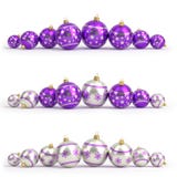 Collection de pourpre et de boules de Noël d'argent Blanc d'isolement 3d rendent illustration libre de droits Collection de pourpre et de boules de Noël d'argent Blanc d'isolement 3d rendent illustration libre de droits