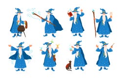 Collection de vieux magicien faisant la magie d'isolement sur le fond blanc Paquet de sorciers ou de magiciens pluss âgé de conte illustration stock Collection de vieux magicien faisant la magie d'isolement sur le fond blanc Paquet de sorciers ou de magiciens pluss âgé de conte illustration stock