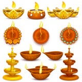 Collection of Diwali Decorated Diya stock illustration Collection of Diwali Decorated Diya stock illustration