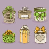 Collection of gift present boxes with bows royalty free illustration Collection of gift present boxes with bows royalty free illustration