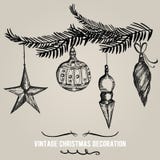 Collection of Hand drawn Christmas decorations. Holiday vector background stock illustration Collection of Hand drawn Christmas decorations. Holiday vector background stock illustration