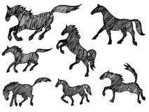 Collection Of Horse Silhouettes Royalty Free Stock Photography