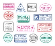 Collection of passport visa stamps isolated on white background. Bundle of travel or touristic marks. Set of round vector illustration Collection of passport visa stamps isolated on white background. Bundle of travel or touristic marks. Set of round vector illustration