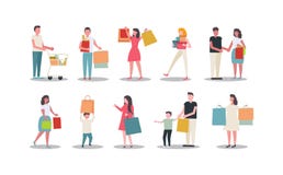 Collection of people carrying shopping bags royalty free illustration Collection of people carrying shopping bags royalty free illustration