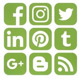 Collection of popular social media icons in greenery color