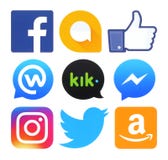 Collection of popular social media, news, shopping signs Stock Photos Collection of popular social media, news, shopping signs Stock Photos