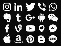 Collection of popular white social media icons