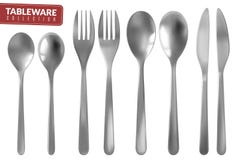 Realistic tableware set vector illustration Realistic tableware set vector illustration