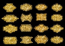 Collection of trendy gold sparkley shapes. Set sunburst design elements. Best for sale sticker, price label, sign. stock illustration Collection of trendy gold sparkley shapes. Set sunburst design elements. Best for sale sticker, price label, sign. stock illustration