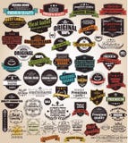 Collection of vintage retro labels, badges, stamps, ribbons