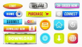 Collection of Web Buttons, Elements Set. Vector Templates, banners and labels, media, ribbons icons for website or app. Navigation menu bars royalty free illustration Collection of Web Buttons, Elements Set. Vector Templates, banners and labels, media, ribbons icons for website or app. Navigation menu bars royalty free illustration