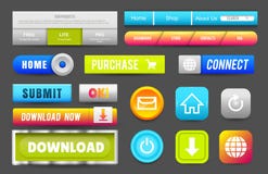 Collection of Web Buttons, Elements Set. Vector Templates, banners and labels, media, ribbons icons for website or app. Navigation menu bars royalty free illustration Collection of Web Buttons, Elements Set. Vector Templates, banners and labels, media, ribbons icons for website or app. Navigation menu bars royalty free illustration