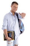 College Student With Books And Backpack Royalty Free Stock Photos College Student With Books And Backpack Royalty Free Stock Photos