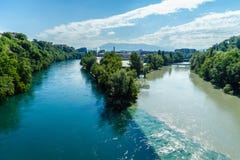 Colliding Rivers In Geneva Stock Images Colliding Rivers In Geneva Stock Images