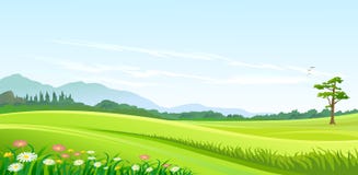 Collines vertes, ciel bleu et voie isolée Photos libres de droits Collines vertes, ciel bleu et voie isolée Photos libres de droits