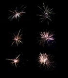 Colllage ou collection de différents feux d'artifice d'isolement sur le noir photographie stock libre de droits Colllage ou collection de différents feux d'artifice d'isolement sur le noir photographie stock libre de droits