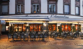 The traditional French brasserie Amandine decorated for Christmas in Colmar, Alsace, the East of France. stock images The traditional French brasserie Amandine decorated for Christmas in Colmar, Alsace, the East of France. stock images