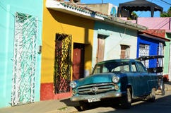 Colonial Trinidad and its old streets and cars, Cuba royalty free stock photos Colonial Trinidad and its old streets and cars, Cuba royalty free stock photos