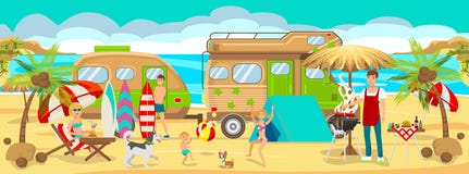 Colonie de vacances sur la plage Illustration de vecteur illustration de vecteur Colonie de vacances sur la plage Illustration de vecteur illustration de vecteur