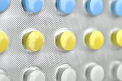 Color blue and yellow pills tablets royalty free stock image Color blue and yellow pills tablets royalty free stock image