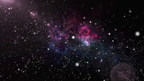 Color changing galaxy and nebula with shining star light stardust in space universe