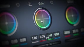 Color grading control edit on monitor. Showing adjust color