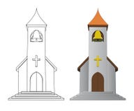 Color In And Line Drawing Church With Bell Vector Stock Images