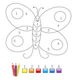 Color by number game: butterfly