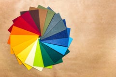Color palette guide. Colored textured paper samples swatch catalog. Bright and juicy rainbow colors. Beautiful abstract background stock photo Color palette guide. Colored textured paper samples swatch catalog. Bright and juicy rainbow colors. Beautiful abstract background stock photo