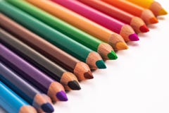 Color pencils, crayons with copy space isolated on white background stock photos Color pencils, crayons with copy space isolated on white background stock photos