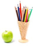 Color Pencils In Ice Cream Shape Holder, Back To School Supplies Stock Images Color Pencils In Ice Cream Shape Holder, Back To School Supplies Stock Images