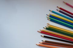 Color pencils on white background, copy space royalty free stock photos Color pencils on white background, copy space royalty free stock photos