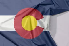Colorado fabric flag crepe and crease with white space, The states of America. royalty free stock photos Colorado fabric flag crepe and crease with white space, The states of America. royalty free stock photos