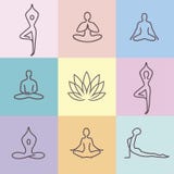 Colore 2 delle icone di yoga illustrazione di stock Colore 2 delle icone di yoga illustrazione di stock