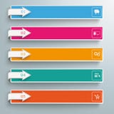 5 Colored Banners Squares Arrows. Arrows with banners on the gray background vector illustration 5 Colored Banners Squares Arrows. Arrows with banners on the gray background vector illustration