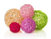 Colored Decorative Wicker Balls, Isolated On White Stock Image Colored Decorative Wicker Balls, Isolated On White Stock Image