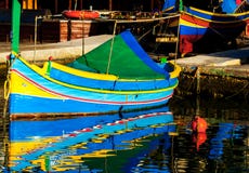 Colored Fishing Boats, Malta Royalty Free Stock Images
