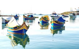 Colored Fishing Boats, Malta Stock Images